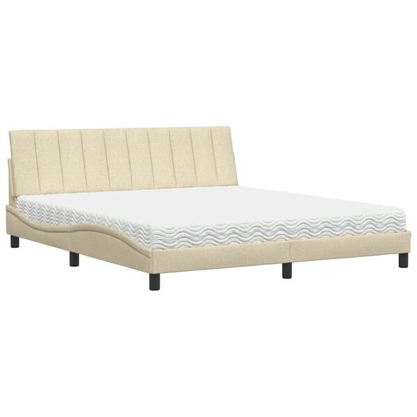 vidaXL Bed with Mattress "Hanko" Cream 180x200 cm Fabric