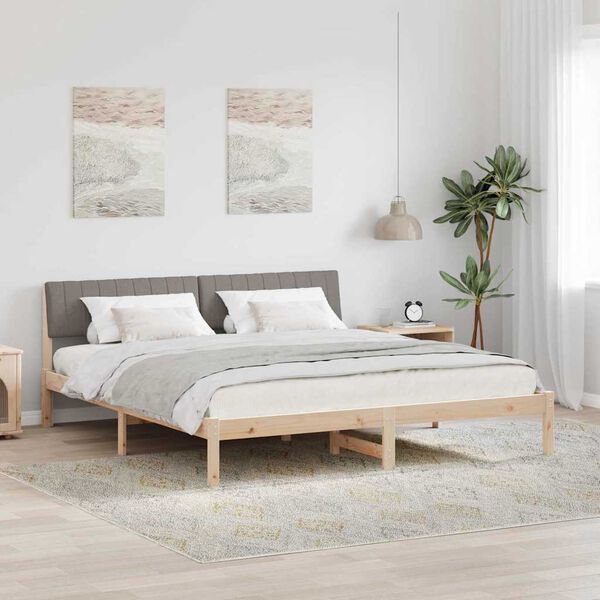 vidaXL S&auml;ngram med huvudgavel Brun och taupe 180 x 200 cm Massiv furu