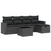 vidaXL Loungegrupp med dynor 6 delar svart konstrotting