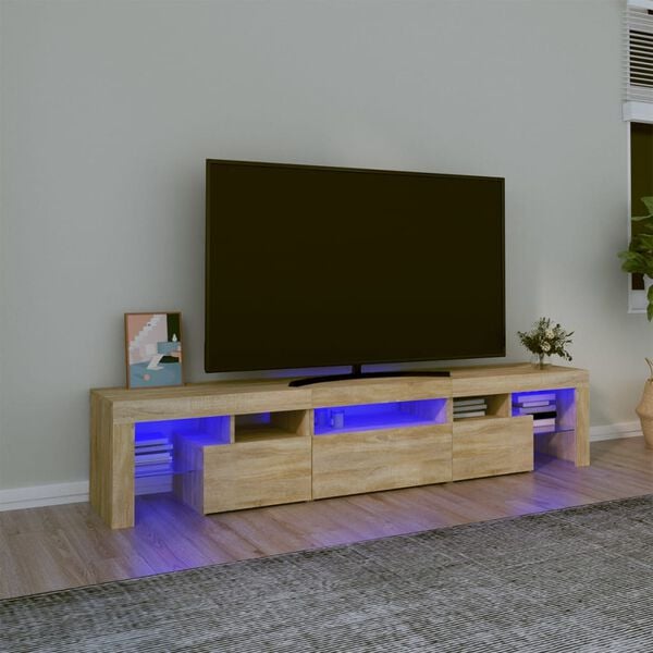vidaXL Tv-b&auml;nk med LED-belysning sonoma ek 200x36,5x40 cm