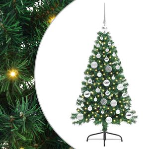 vidaXL Konstgjord F&ouml;rbelyst Julgran med 150 LED-lampor Gr&ouml;n 120 cm PVC