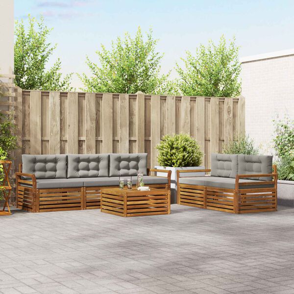 vidaXL Utomhussoffset med kudde 6 pcs Naturlig och Ljus Gr&aring;