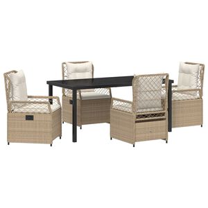 vidaXL Tr&auml;dg&aring;rdsm&ouml;belset 5 pcs Beige och kr&auml;mvit konstrotting