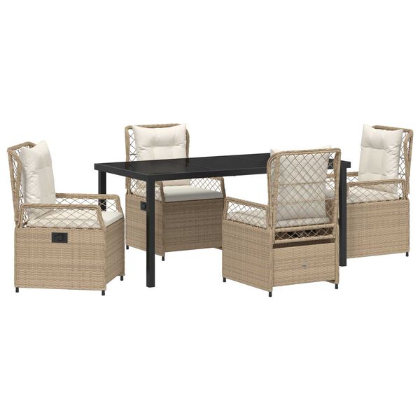 vidaXL Tr&auml;dg&aring;rdsm&ouml;belset 5 pcs Beige och kr&auml;mvit konstrotting