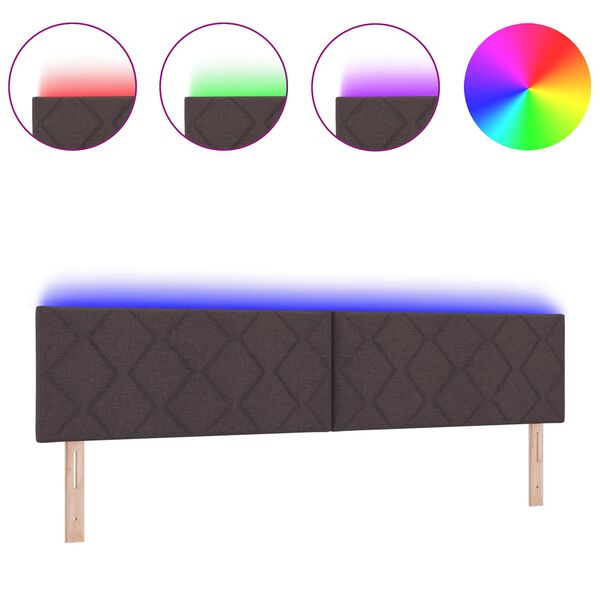 vidaXL Huvudgavel med LED -remsljus med huvudgavel Brun 200 cm tyg