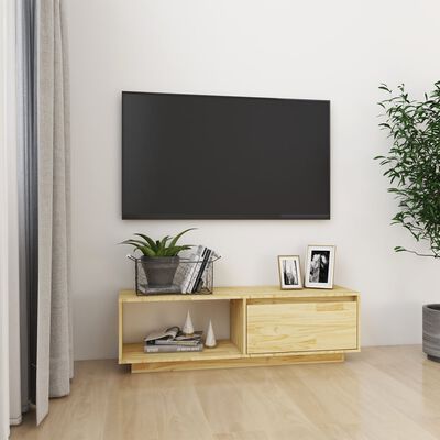 vidaXL TV-bänk vit 110x30x33,5 cm massiv furu