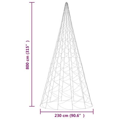vidaXL Julgran på flaggstång varmvit 3000 LEDs 800 cm