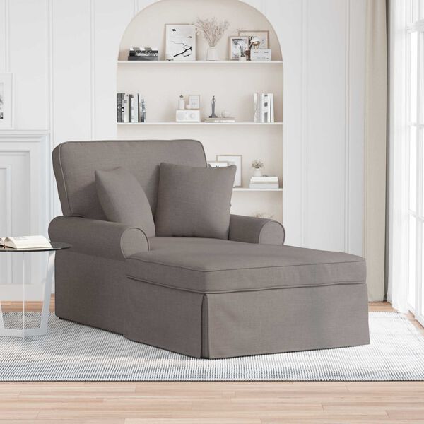 vidaXL Chaise Lounge med Kjol med kudde Taupe 91 x 157 x 91 cm tyg