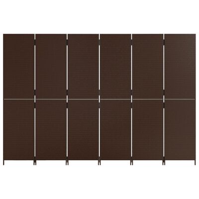 vidaXL Rumsavdelare 6 paneler brun konstrottning