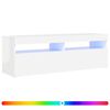 vidaXL TV-b&auml;nk med LED-belysning vit h&ouml;gglans 120x35x40 cm