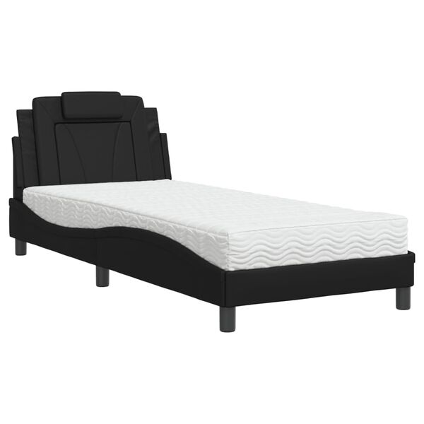 vidaXL Bed "Viana" with Mattress Black 90x190 cm Faux Leather
