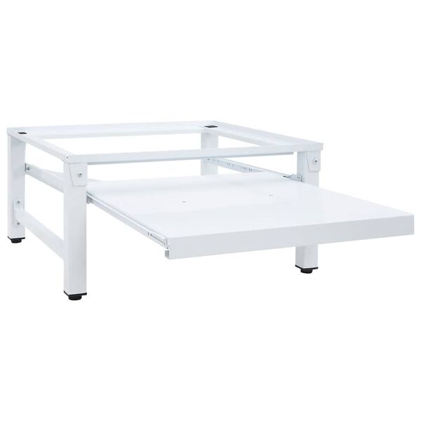 vidaXL Sockel f&ouml;r tv&auml;ttmaskin med utdragbar hylla vit