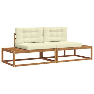 vidaXL Utomhussoffset med kudde 2 Stycke Naturlig och Gr&auml;dde