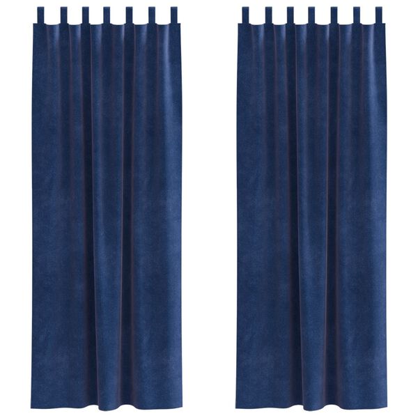 vidaXL M&ouml;rkl&auml;ggningsgardiner 2 pcs M&ouml;rkbl&aring; 140 x 225 cm Sammet