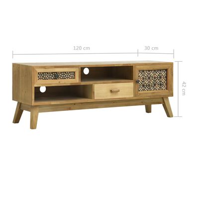 vidaXL TV-bänk med sniderier brun 120x30x42 cm trä