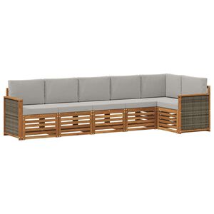 vidaXL Sektionsoffgrupp med kudde 5 pcs Naturlig och ljusgr&aring;