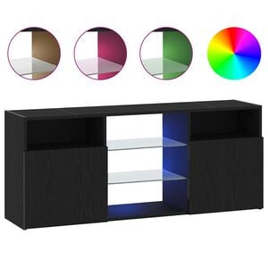 vidaXL TV-b&auml;nk med LED-lampor svart ek 120x30x50 cm konstruerat tr&auml;