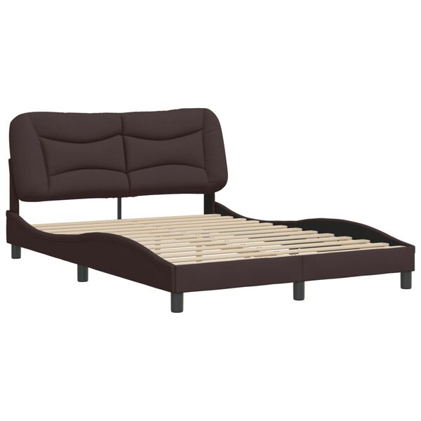 vidaXL Bed Frame without Mattress "Hvar" Dark Brown 140x200 cm Fabric