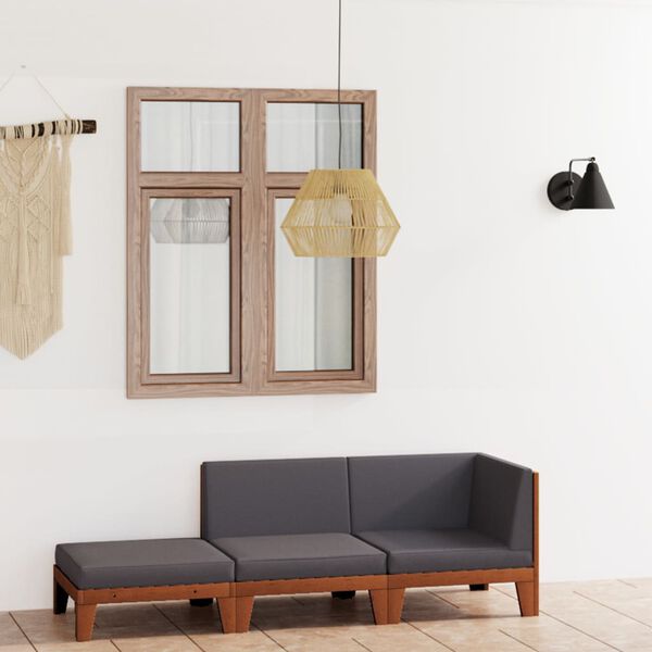 vidaXL Loungegrupp f&ouml;r tr&auml;dg&aring;rden med dynor 3 delar massivt akaciatr&auml;