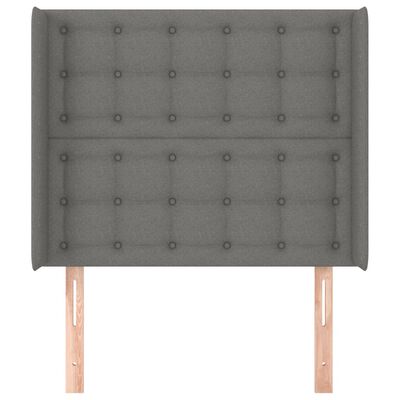 vidaXL Sänggavel med kanter mörkgrå 83x16x118/128 cm tyg
