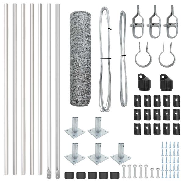 vidaXL St&auml;ngselstolpe Silver 10 x 0,4 m (50 mm mesh) St&aring;l