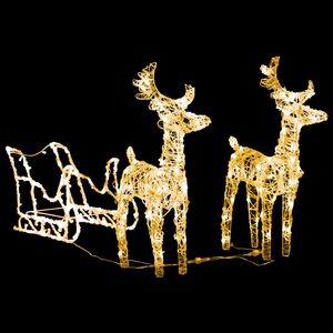 vidaXL Juldekoration renar & sl&auml;de 160 LED 130 cm akryl