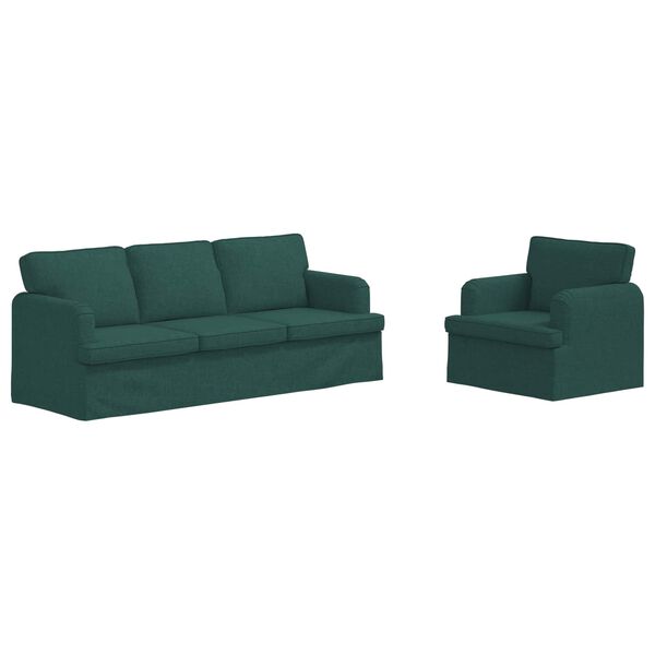 vidaXL Soffa 2 pcs M&ouml;rkgr&ouml;n 144 x 80 x 85 cm tyg