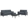 vidaXL Soffgrupp med dynor och bolster 3 delar m&ouml;rkgr&aring; sammet