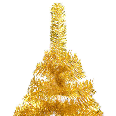 vidaXL Belyst plastgran med fot guld 120 cm PET