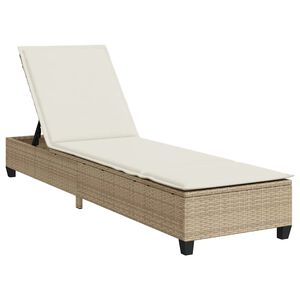 vidaXL Solstol med dynor beige 55x200x25,5cm konstrotting