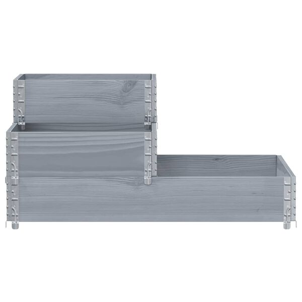 vidaXL Pallkrage 3 nivåer grå 120x80 cm massiv furu