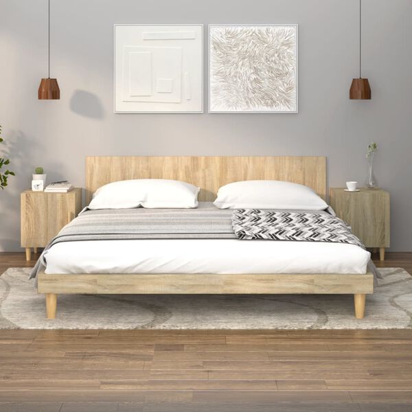 vidaXL S&auml;ngbord 2 st sonoma-ek konstruerat tr&auml;