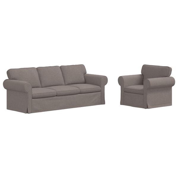 vidaXL Soffa 2 pcs Taupe 215 x 82 x 80 cm tyg