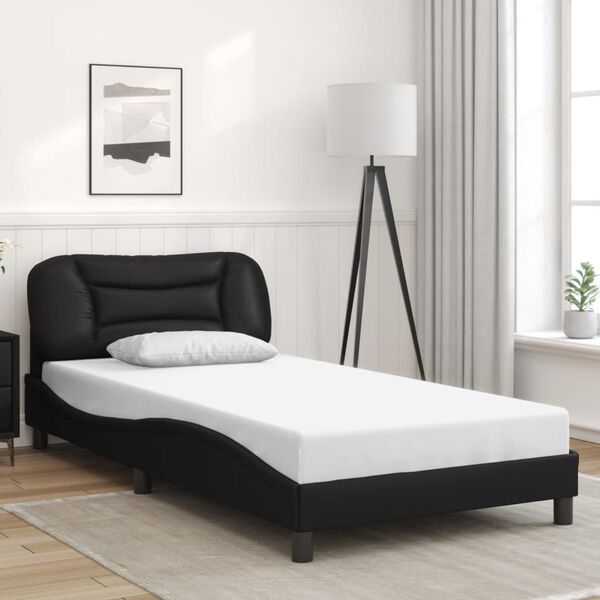 vidaXL Bed Frame with LED without Mattress "Hvar" Black 100x200 cm