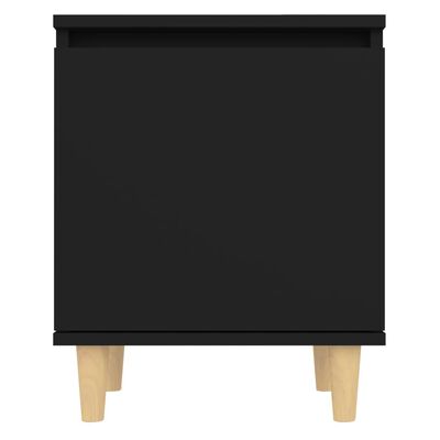 vidaXL Sängbord med massiva ben svart 40x30x50 cm