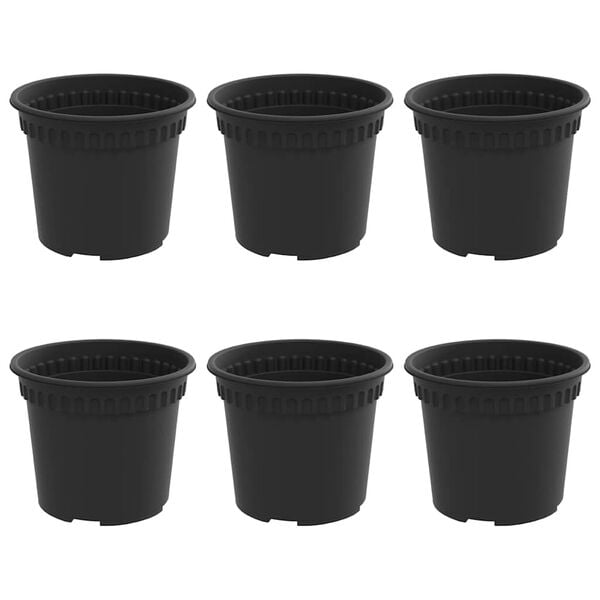vidaXL Rund Blomkruka 6 pcs Svart &Oslash; 12,5 x 10 cm Plast