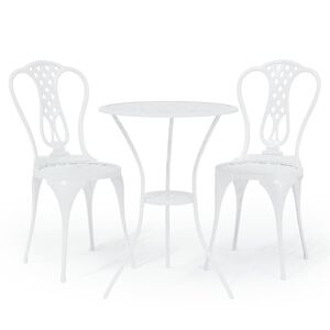 vidaXL Caf&eacute;set 3 delar gjuten aluminium vit