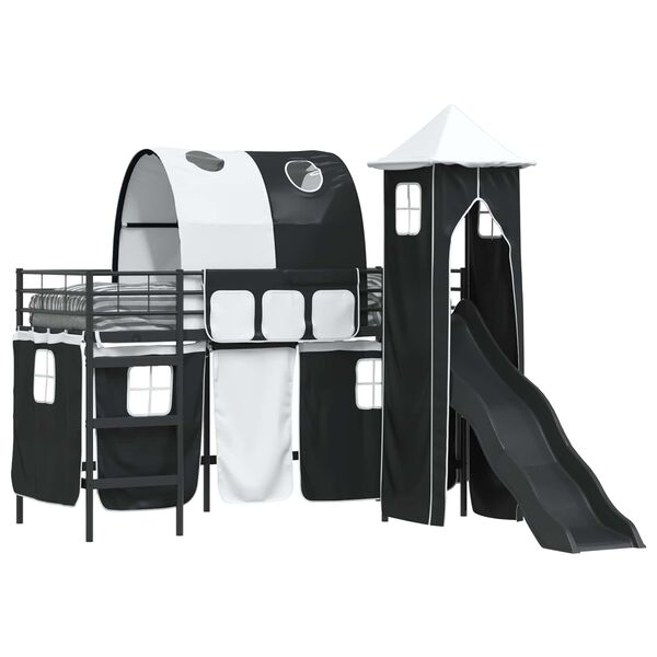 vidaXL Barns loft s&auml;ngram Svart 99,5 x 190 cm Metall