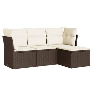 vidaXL Loungegrupp f&ouml;r tr&auml;dg&aring;rden med dynor 4 delar konstrotting brun