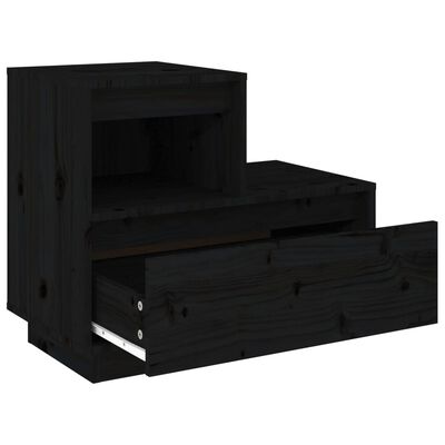 vidaXL Sängbord 2 st svart 60x34x51 cm massiv furu