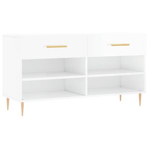 vidaXL Skob&auml;nk vit h&ouml;gglans 102x35x55 cm konstruerat tr&auml;