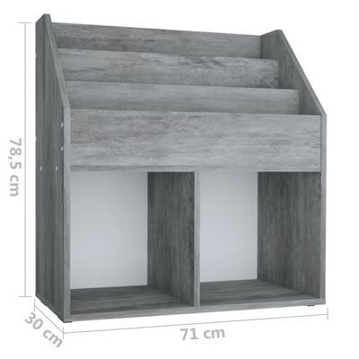vidaXL Tidningsställ för barn betonggrå 71x30x78,5 cm spånskiva