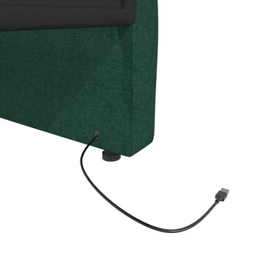 vidaXL Dagbädd med madrass USB mörkgrön tyg 90x200 cm