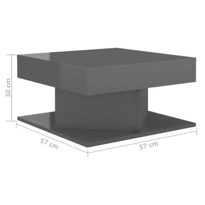 vidaXL Soffbord grå högglans 57x57x30 cm spånskiva