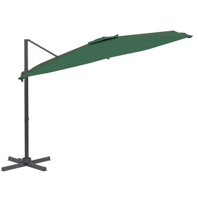 vidaXL Frihängande parasoll med aluminiumstång grön 300x300 cm