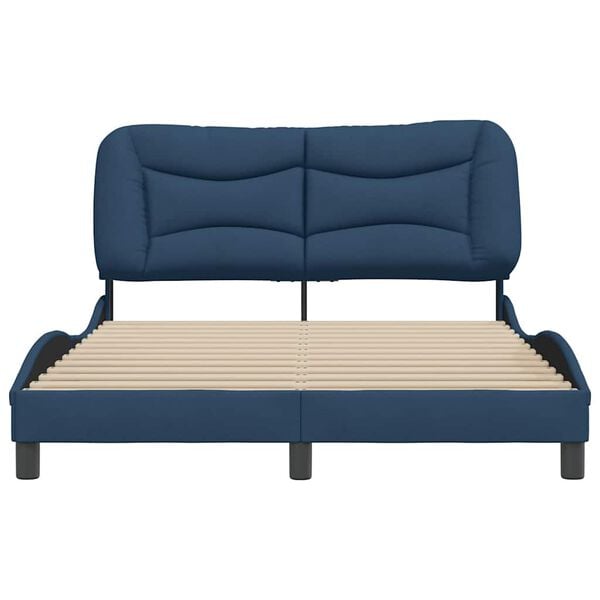 vidaXL Bed Frame without Mattress "Hvar" Blue 140x200 cm Fabric