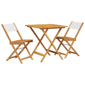 vidaXL Caf&eacute;set 3 delar gr&auml;ddvit tyg och massivt tr&auml;