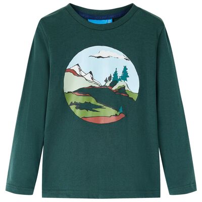 Kid's T-shirt med långa ärmar mörkgrön 92