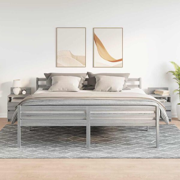 vidaXL S&auml;ngbord 2 st med 2 l&aring;dor gr&aring; sonoma 40x33x60 cm