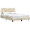 vidaXL Bed with Mattress Cream 120x200 cm Fabric